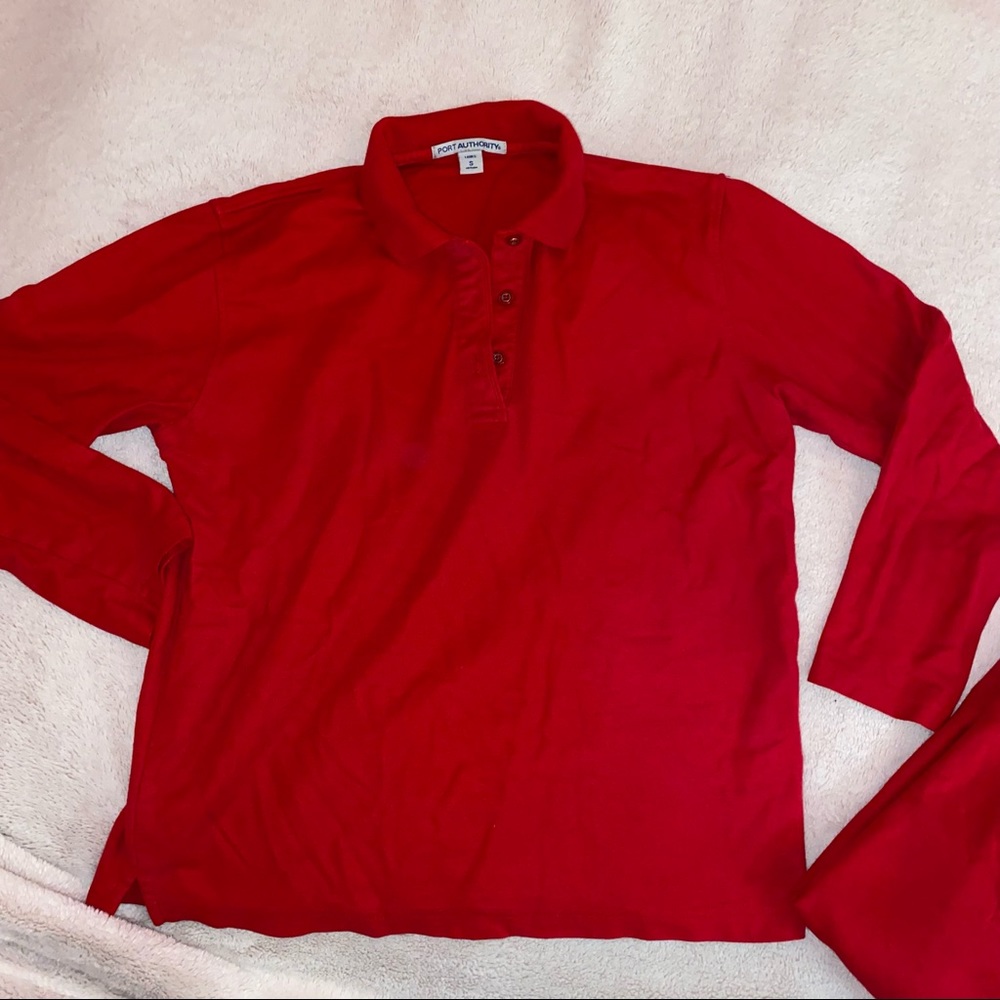 2 RED COLLAR LONG SLEEVE SHIRTS